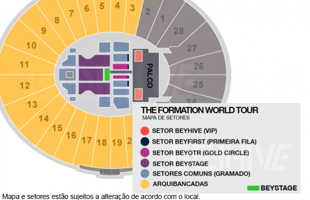 Mapa de setores para a 'The Formation World Tour' (Foto: Reprodução/BEYHIVE.com.br)