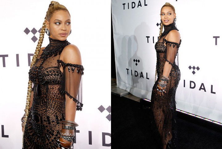 Beyoncé no tapete vermelho do Tidal X (Foto: Reprodução)