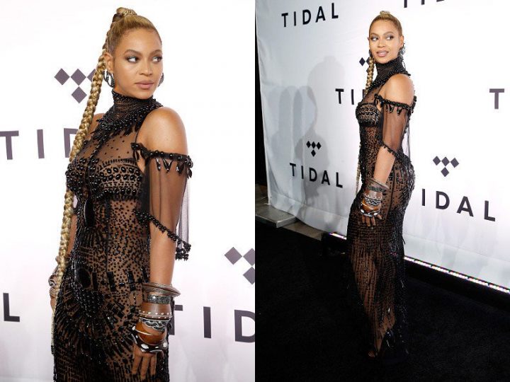 Beyoncé no tapete vermelho do Tidal X (Foto: Reprodução)