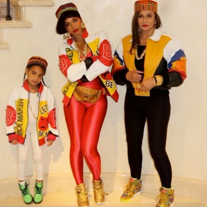 Beyonc&eacute;, Blue e Tina em homenagem ao Salt-N-Pepa no Halloween (Foto: Divulga&ccedil;&atilde;o/Beyonc&eacute;)