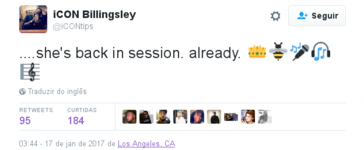 Casey 'iCON' Billingsley tuitou sobre possível volta de Beyoncé ao estúdio (Foto: Reprodução)
