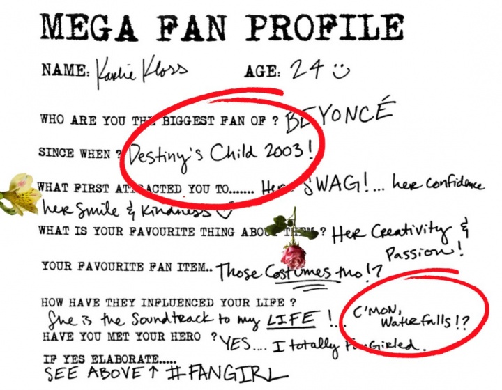 Formul&aacute;rio preenchido por Karlie Kloss  (Foto: Reprodu&ccedil;&atilde;o/Love Magazine)