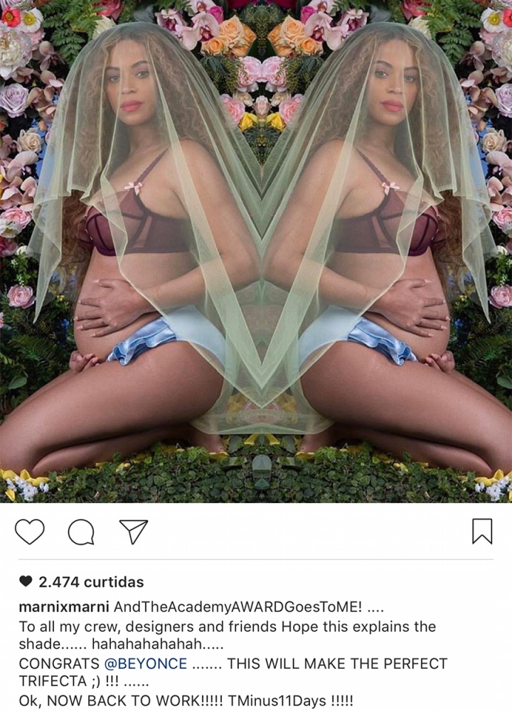Stylist Marni parabeniza Beyoncé por gravidez (Foto: Reprodução)