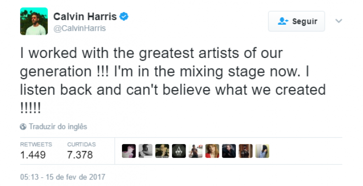 Tu&iacute;te de Calvin Harris (Foto: Reprodu&ccedil;&atilde;o)