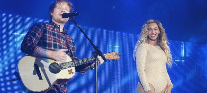 Ed Sheeran e Beyoncé no Global Citizen Festival (Foto: Reprodução)