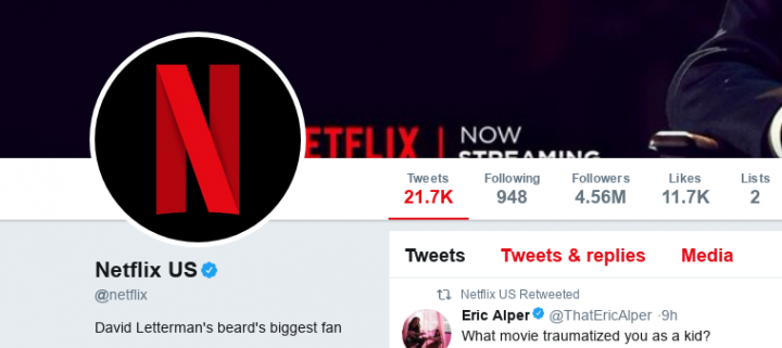 Bio da Netflix no Twitter em 15 de janeiro de 2018 (Foto: Reprodução)