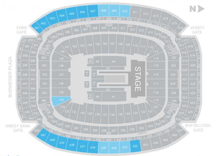 Mapa de setores para o show da OTR II em Houston, 15 de setembro (Foto: Reprodução)