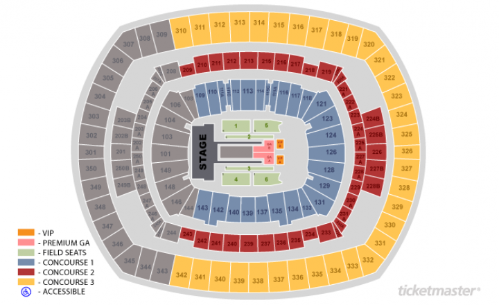 Mapa de setores para o show da OTR II (Foto: Divulgação)