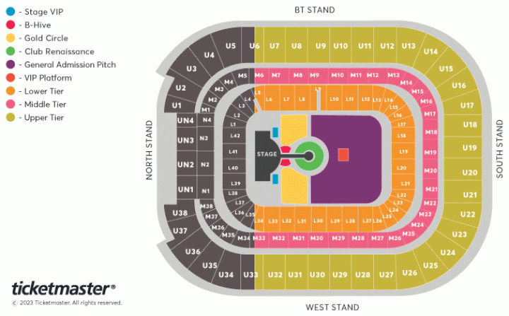 Mapa de setores da RENSAISSANCE WORLD TOUR (Foto: Divulgação)