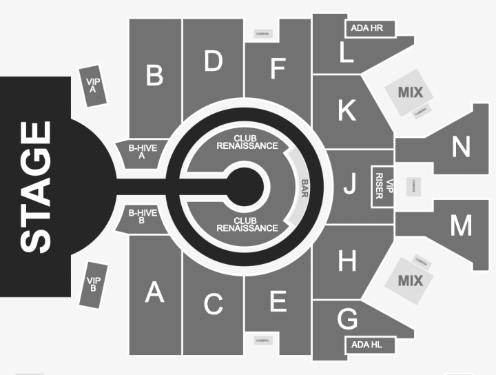 Mapa de setores da RENAISSANCE WORLD TOUR (Foto: Divulgação)