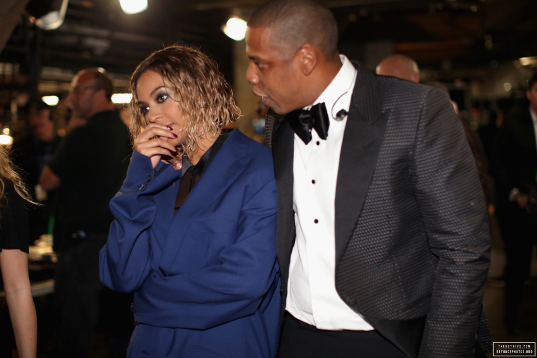 Beyonc&eacute; e Jay-Z ap&oacute;s a apresenta&ccedil;&atilde;o.