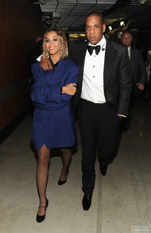 Beyonc&eacute; e Jay-Z ap&oacute;s a apresenta&ccedil;&atilde;o.