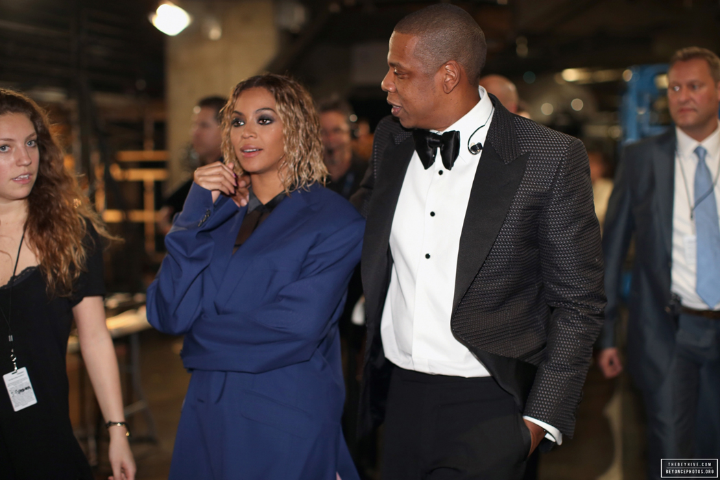 Beyonc&eacute; e Jay-Z ap&oacute;s a apresenta&ccedil;&atilde;o.