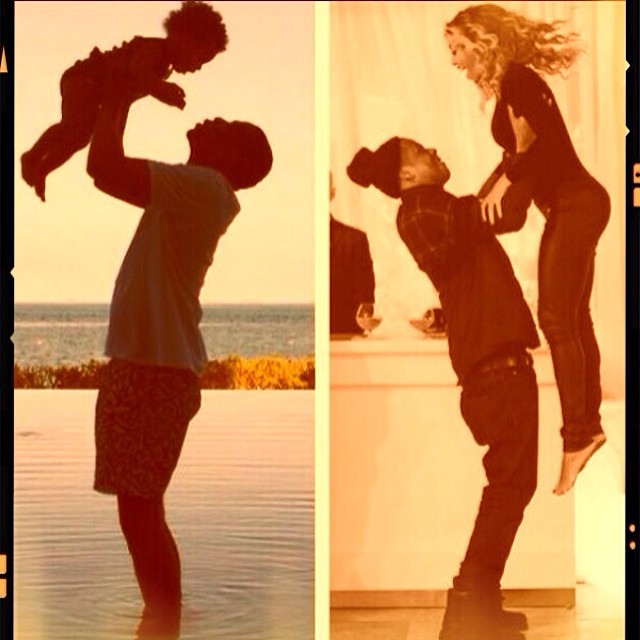 Jay-Z levantando Blue Ivy e Beyoncé é a imagem mais curtida no perfil de Beyoncé. São mais de 1 milhão e 193 mil likes.