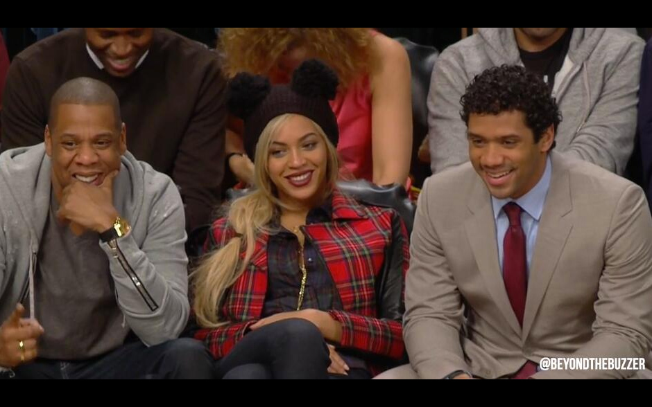 Jay-Z, Beyonc&eacute; e Russell Wilson.