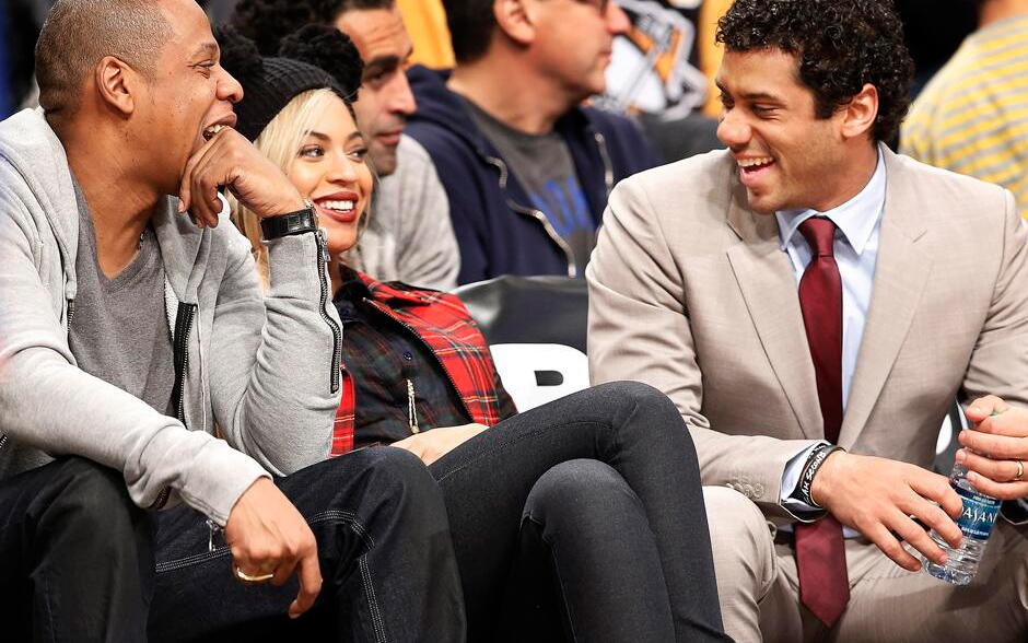 Beyonc&eacute;, Jay-Z e Russell Wilson.