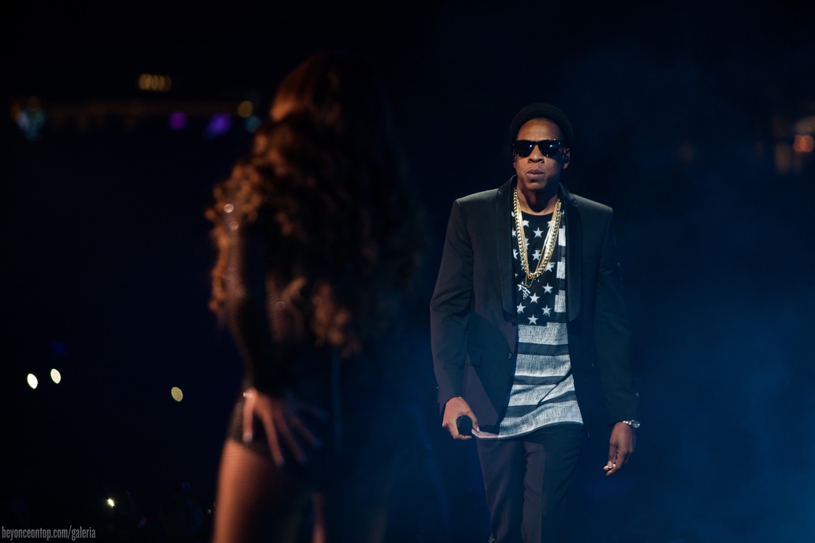 Beyonc&eacute; e Jay Z se apresentam em New Orleans. 