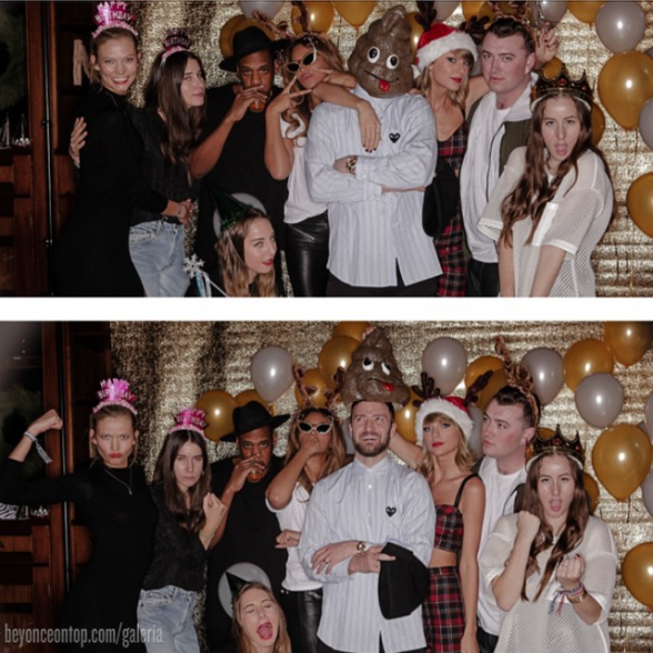 Beyoncé, Jay Z e os convidados da festa em foto publicada por Taylor Swift