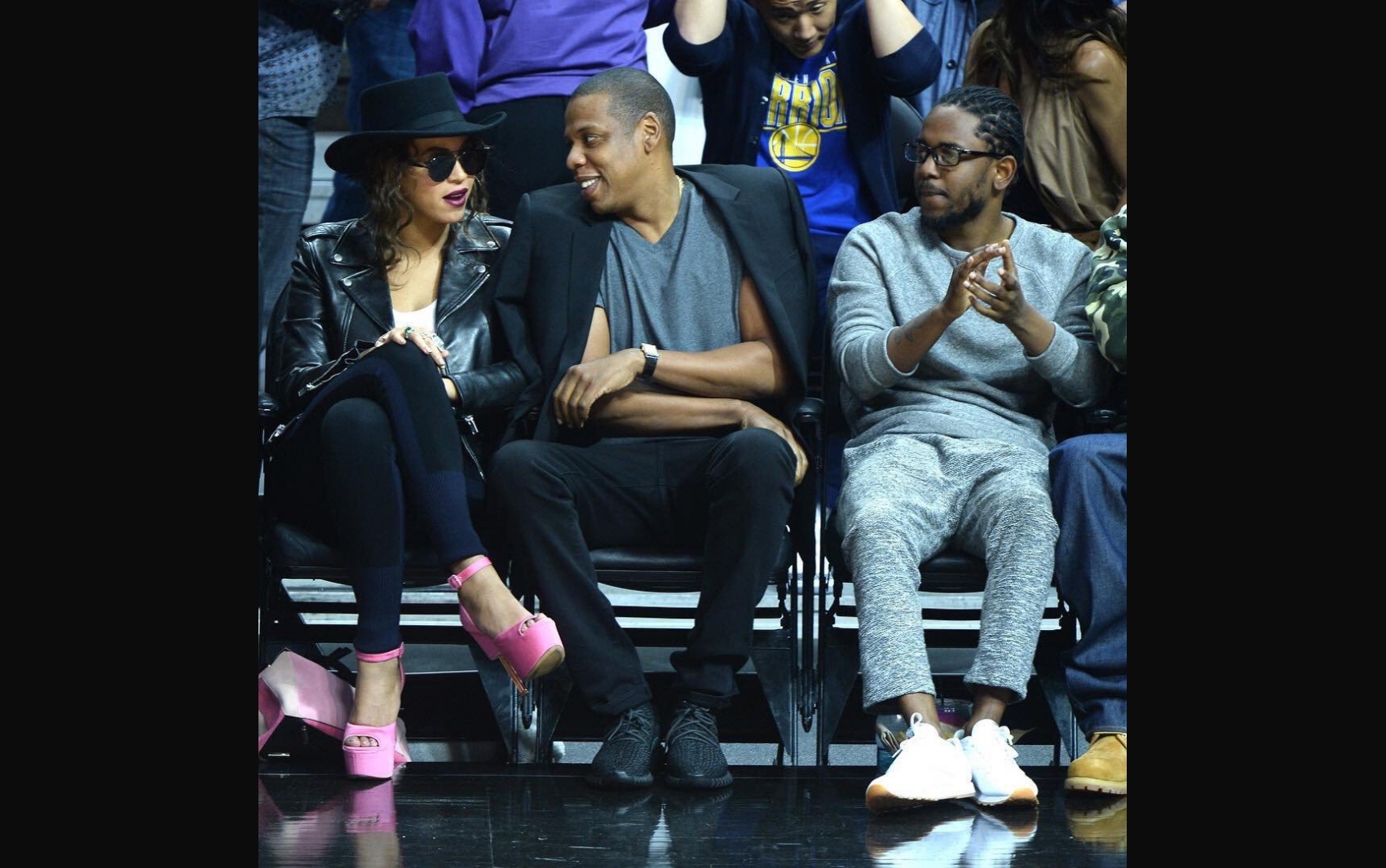 Beyonc&eacute; e Jay Z assistiram ao jogo com Kendrick Lamar