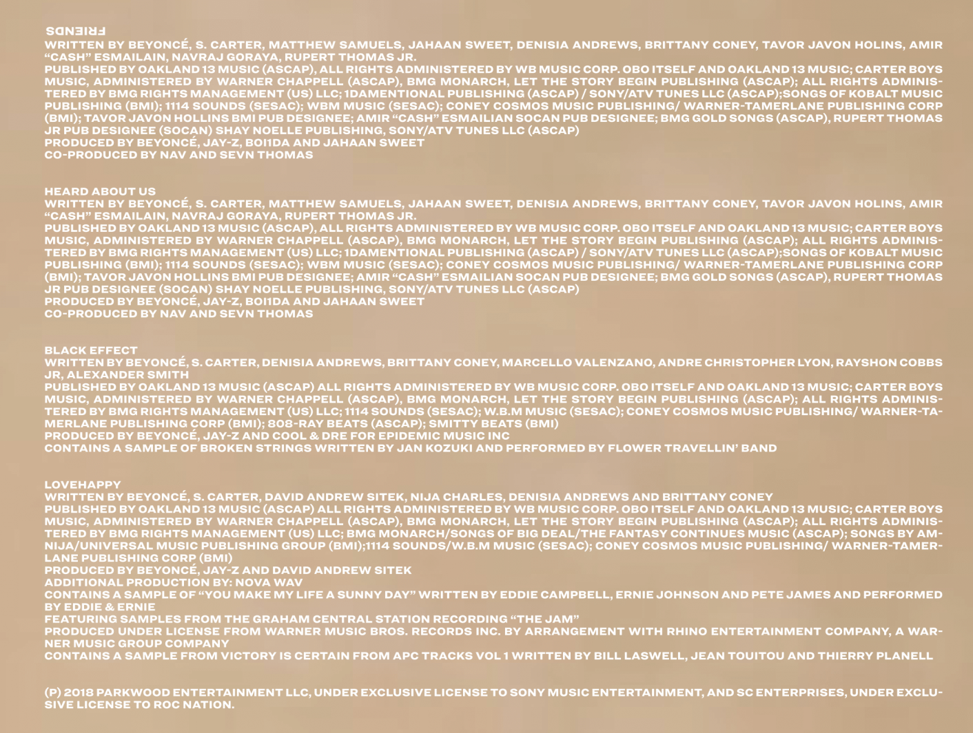 Encarte do &aacute;lbum 'Everything Is Love'